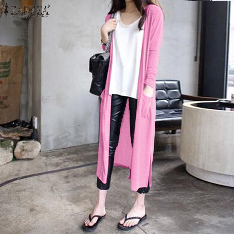 Áo cardigan Zanzea tay dài cổ chữ v màu trơn thời trang cho nữ