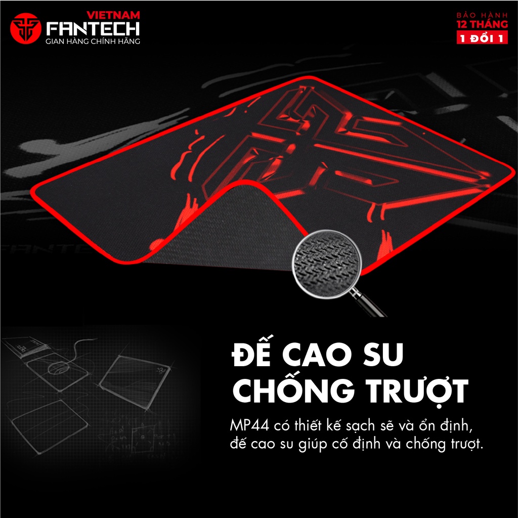 Miếng lót chuột Gaming FANTECH MP25 - Cao su tự nhiên, đế chống trượt - Hãng chính hãng - Bảo hành 12 tháng