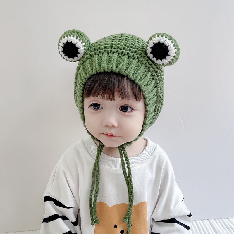 Mũ len hình ếch xanh cute cho bé 6-36 tháng