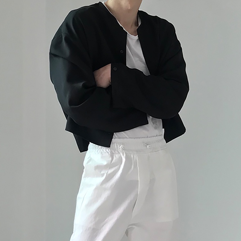 Áo sơ mi tay dài màu trắng/đen thời trang cho nam