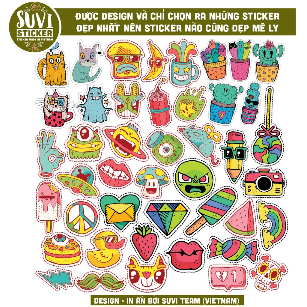 50 Sticker dán Modern Pack Set chống nước sticker dán nón bảo hiểm, xe, laptop, điện thoại, vali. MSP:O03