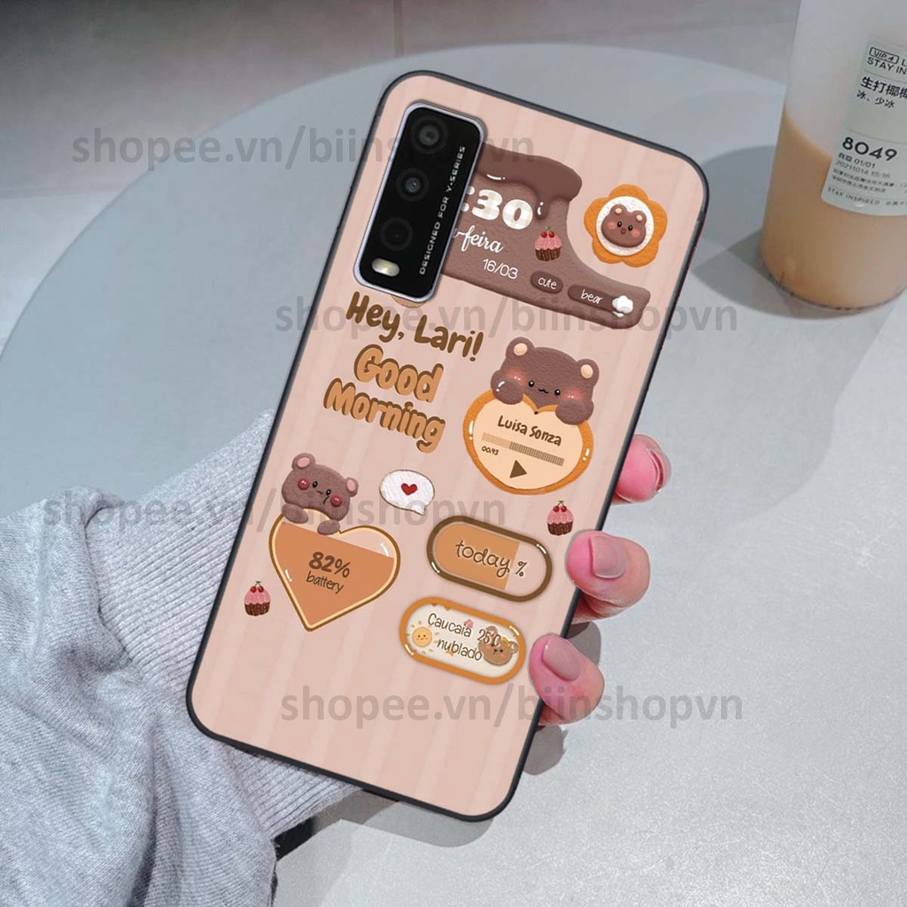 Ốp Vivo Y20 in 3D icon gấu nổi siêu xinh, siêu đáng yêu, cá tính phong cách