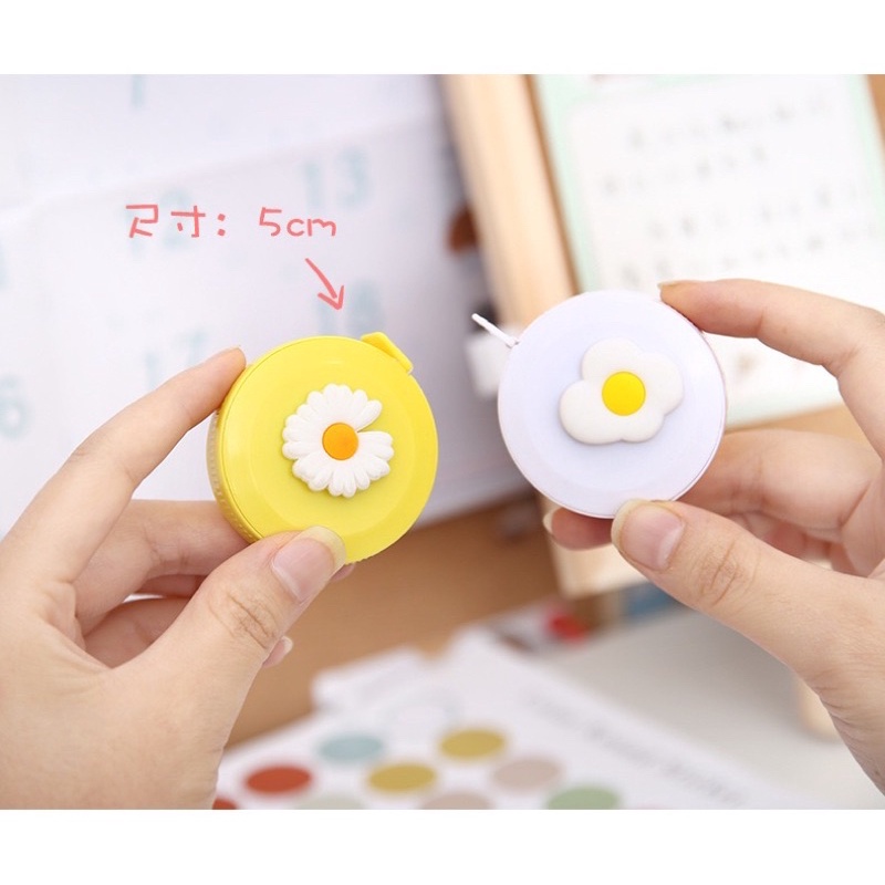 Thước dây mini hoạt hình dễ thương hộp TRÒN style Hàn Quốc - Thước đo quần áo, đo eo 1,5M có thể thu gọn tiện lợi