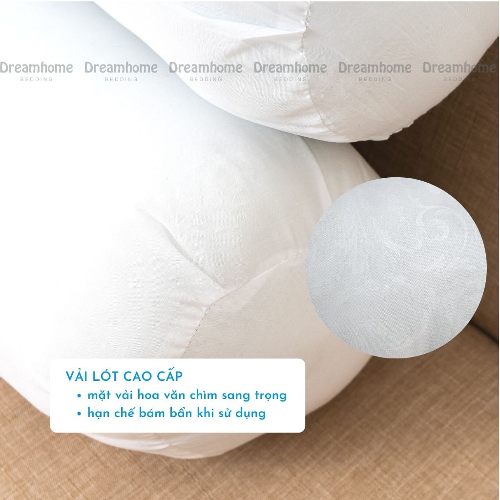 Ruột gối ôm 70x100 DREAMHOME Lõi gối ôm ép hơi nặng 1.4kg, có khóa kéo bông gòn nhân tạo căng đẹp