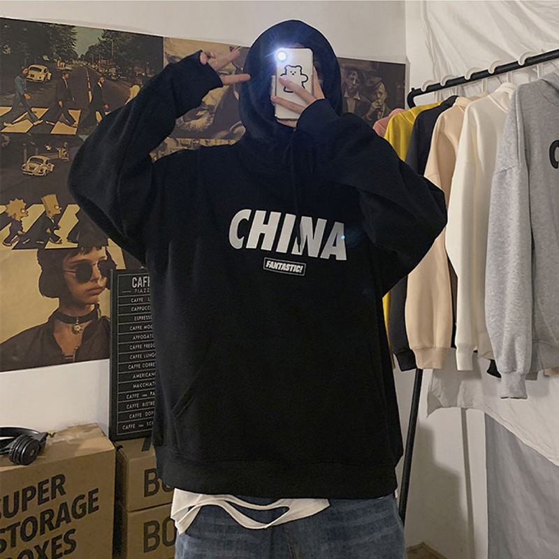 Áo Hoodie Unisex in logo China độc đáo dáng rộng trẻ trung, chất nỉ trần bông ấm áp