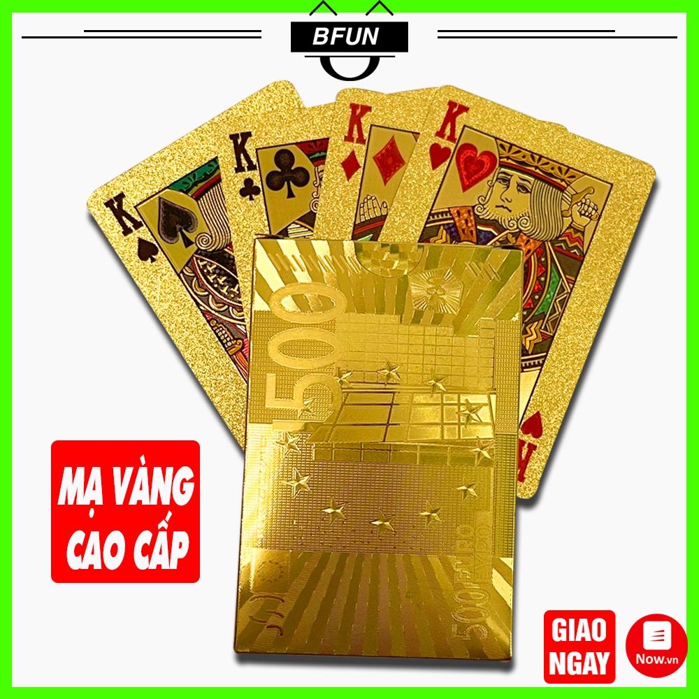 Bộ Bài Tây Mạ Vàng 24K Cao Cấp - Bài Tây 52 Lá Đẹp Chống Nước - Đồ Chơi Trẻ Em BFUN