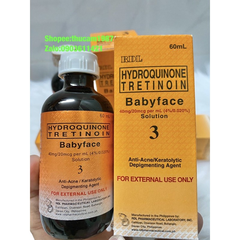 toner RDL tẩy tế bào chết , loại bỏ mụn ,thâm, nám , tàn nhang,  thâm do mụn hydroquinone, tretinoin babyface 3 , 60ml. | BigBuy360 - bigbuy360.vn