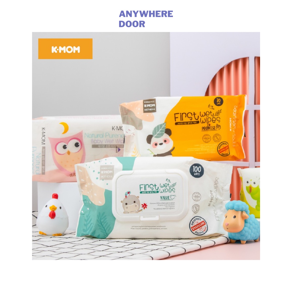 Khăn ướt Kmom VÂN NỔI, CÓ NẮP Hàn Quốc cao cấp cho bé