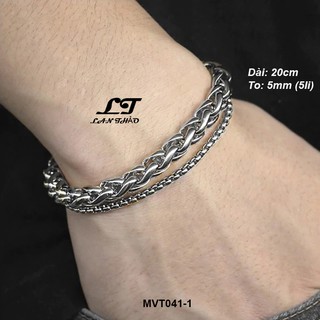 Lắc tay nam kiểu bông dừa 2 tầng 5li Không đen không gỉ sét MVT041-1