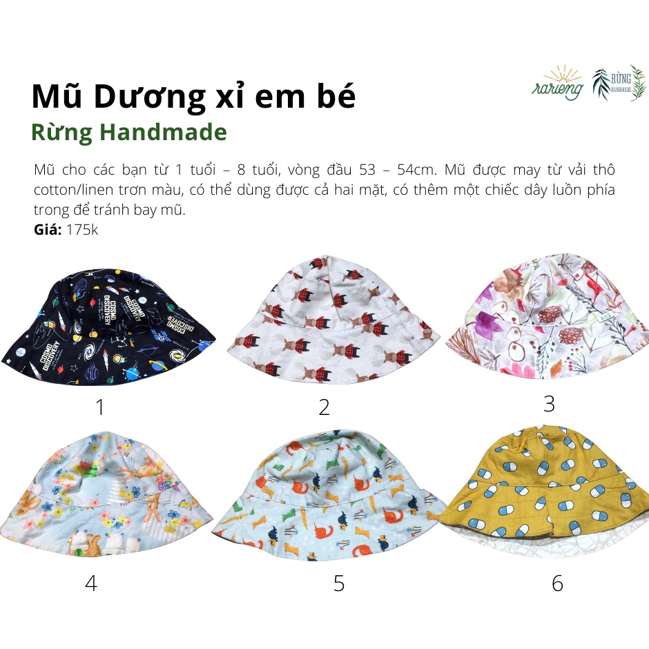 Mũ Dương Xỉ trẻ em - Rừng Handmade (quý khách hãy nhắn tin cho cửa hàng để chọn mẫu ạ)