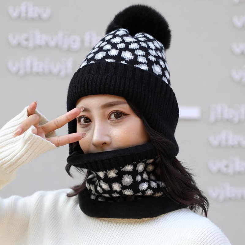 Mũ beanie Kèm Khăn Choàng Cổ Họa Tiết Da Báo Thời Trang Nữ