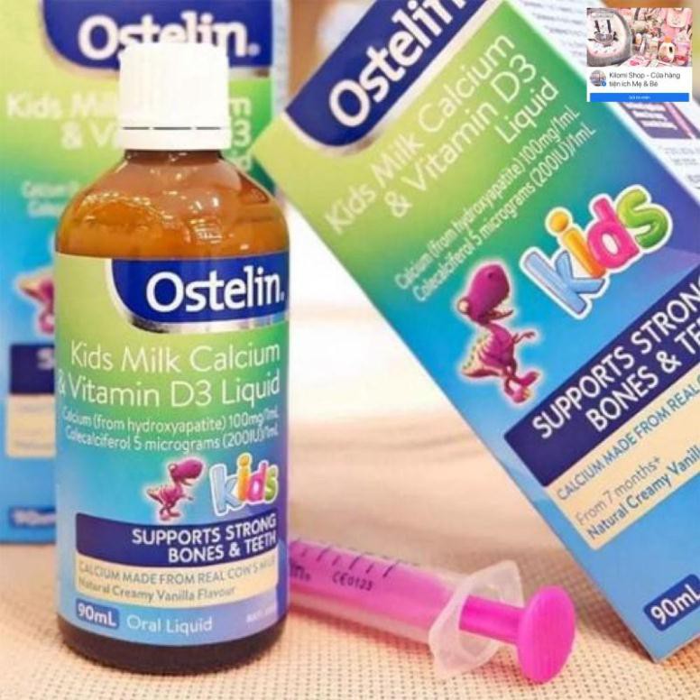 Ostelin Kid Milk Calcium & Vitamin D3 Liquid, Canxi Ostelin, Canxi Ostelin Nước