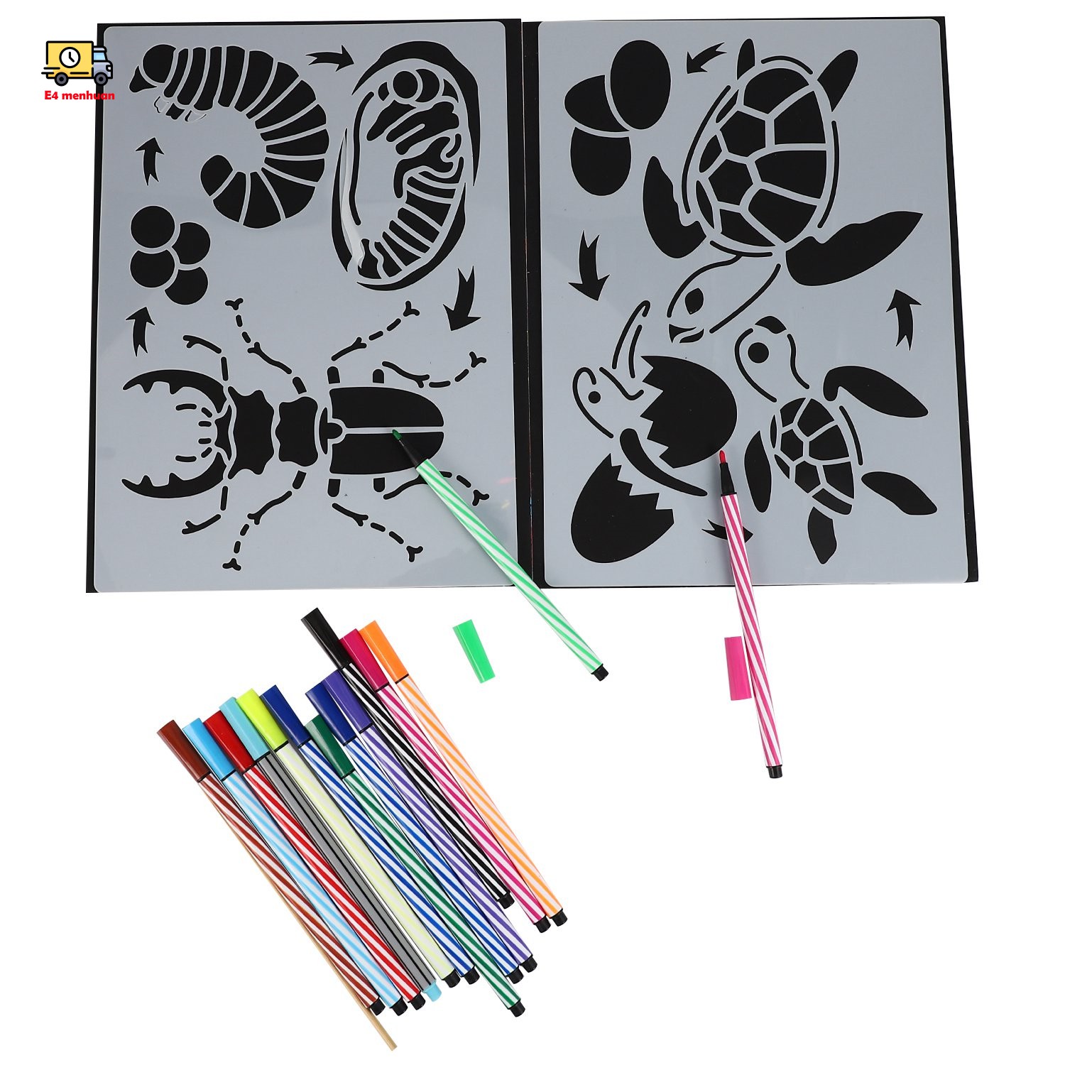 Bộ công cụ giấy bút vẽ tranh theo khuôn mẫu rỗng dành cho trẻ em