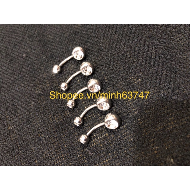 Sét 5 khuyên rốn đá basic trắng( hàng có sẵn)
