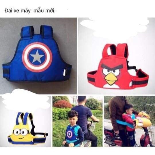 Đai xe máy Royal dạng balo, có chốt chắc chắn, an toàn cho bé yêu, hàng đẹp