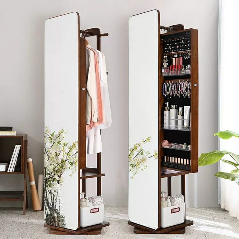 Gương toàn thân, thân gỗ xoay 360 độ, decor nhà cửa kèm móc treo đồ tiện lợi phiên bản 2 – Nội thất Khả Vy