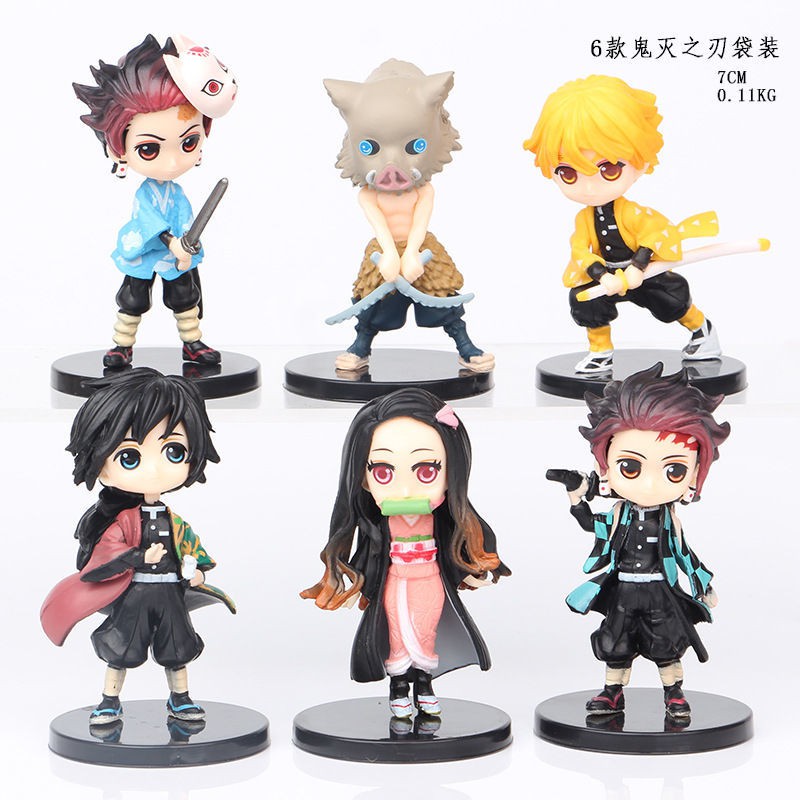 ▩ﺴ6 kiểu của Ghost Slaying Blade thế hệ thứ 2, phiên bản Q có đế, búp bê mô hình bánh đồ chơi nhà chơi, làm bằng tay đồ