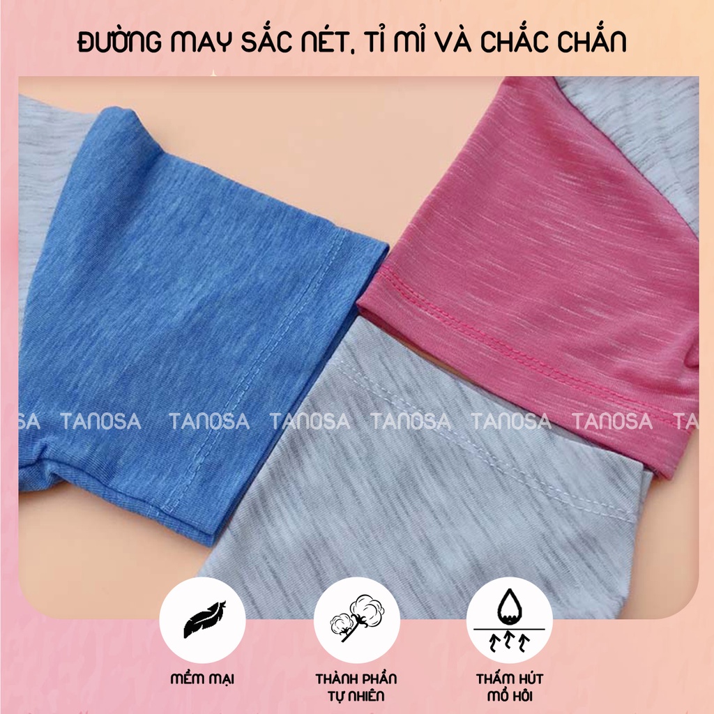 Đồ bộ quần áo cộc tay cho bé trai bé gái chất coton TANOSA phối màu ống tay 18-20kg