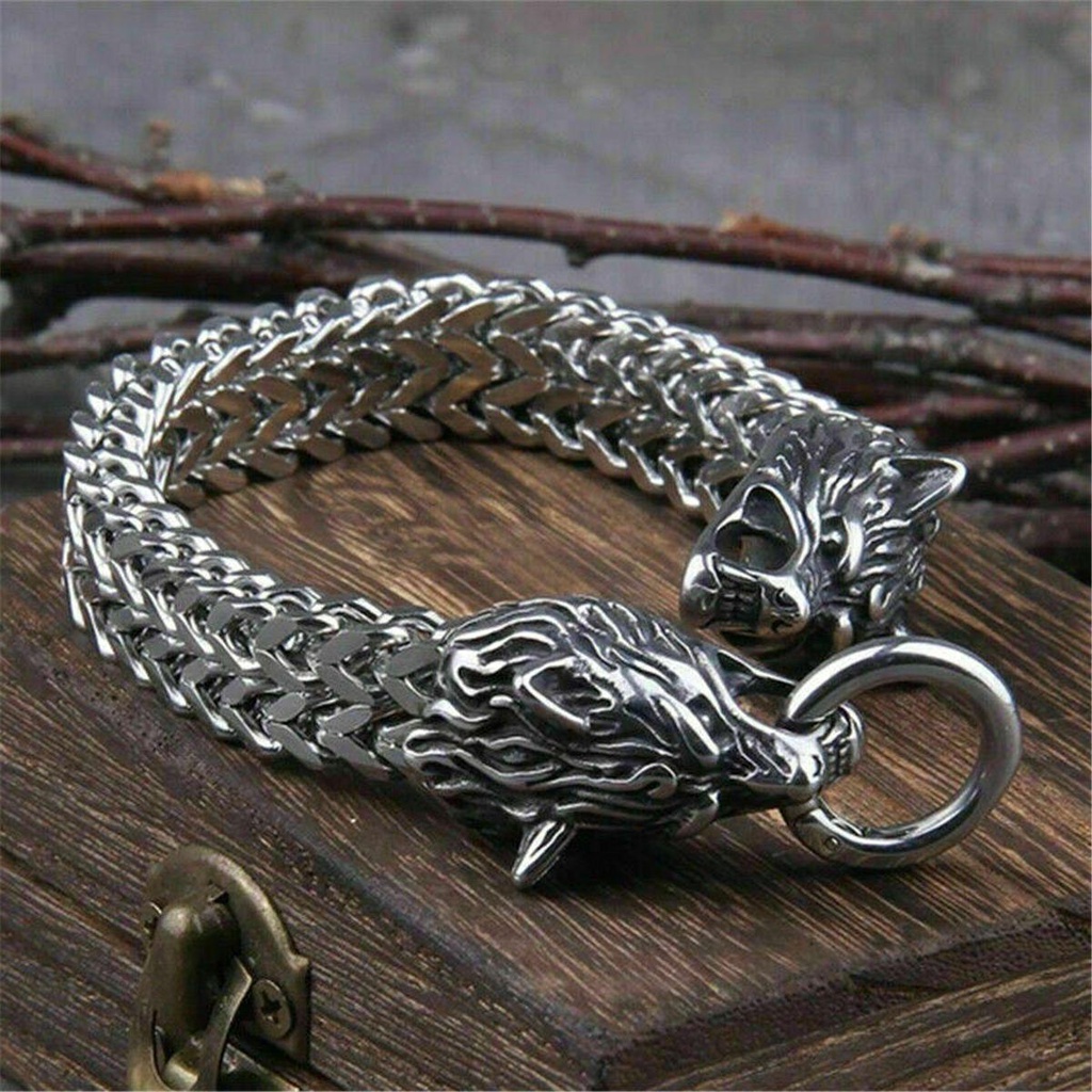 Vòng Tay Khóa Nhẫn Hình Đầu Lâu Bằng Thép Không Gỉ Thời Trang