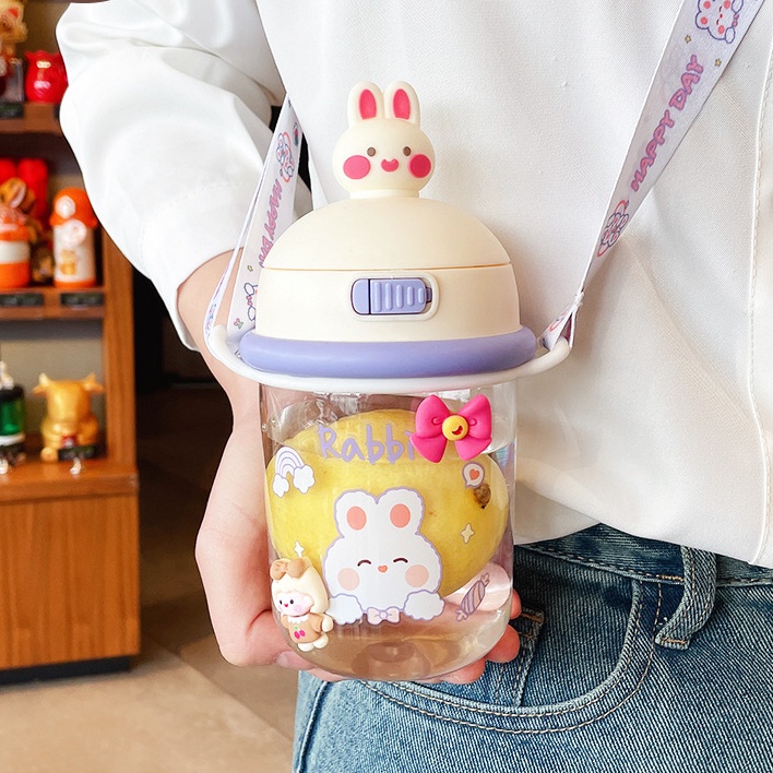 PVN44439 Bình nước dễ thương có dây đeo có thể tháo rời dung tích 435ml nhỏ gọn phù hợp cho bé Giá Rẻ