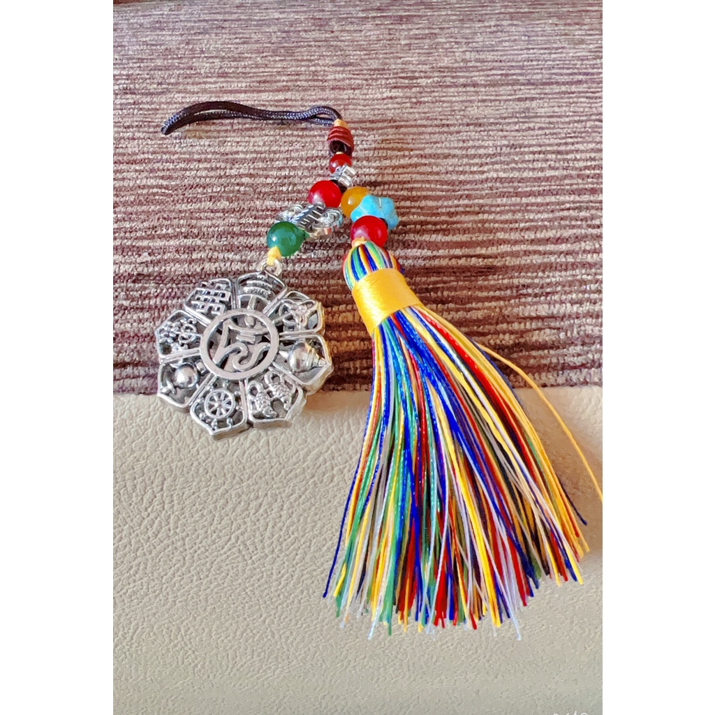 Dây chỉ ngũ sắc thái tuế tam tai giải hạn - bát bảo kèm ngũ sắc trợ may mắn treo xe