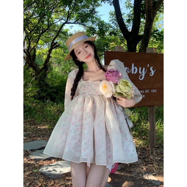 ĐẦM BABYDOLL VOAN HOA TAY BỒNG ULZZANG CUTE