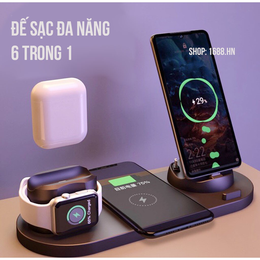 Bàn Xạc Không dây đa năng 6 cổng tiện dụng, thời trang