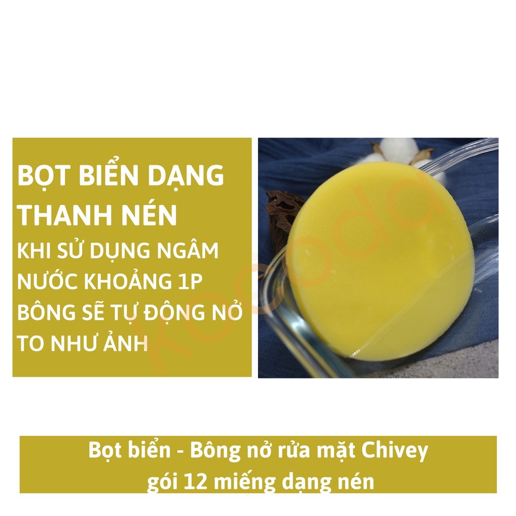 Bông Nở Rửa Mặt Bọt Biển Chivey 12 Miếng