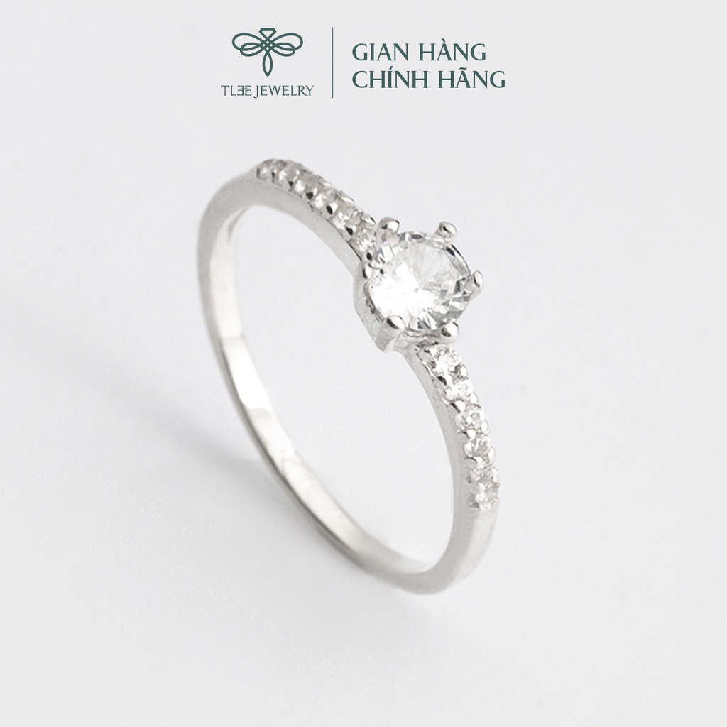 Nhẫn bạc nữ TLEE ổ đá tròn 6 chấu viền hạt mini trang nhã NCJ A0205