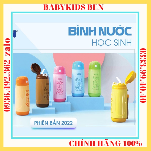 🎀Bình nước học sinh MATSU 500ml có ống hút, dây đeo ( Duy Tân No.1480 )🎀