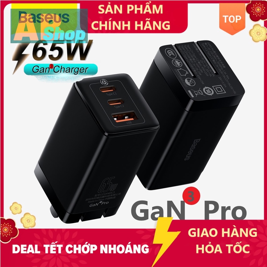 Bộ sạc nhanh thế hệ mới Baseus GaN 3 Pro / GaN2 Pro 65W / GaN 2 Lite 65w cho Smartphone/ Tablet/ iPad/ Macbook/ Lapto