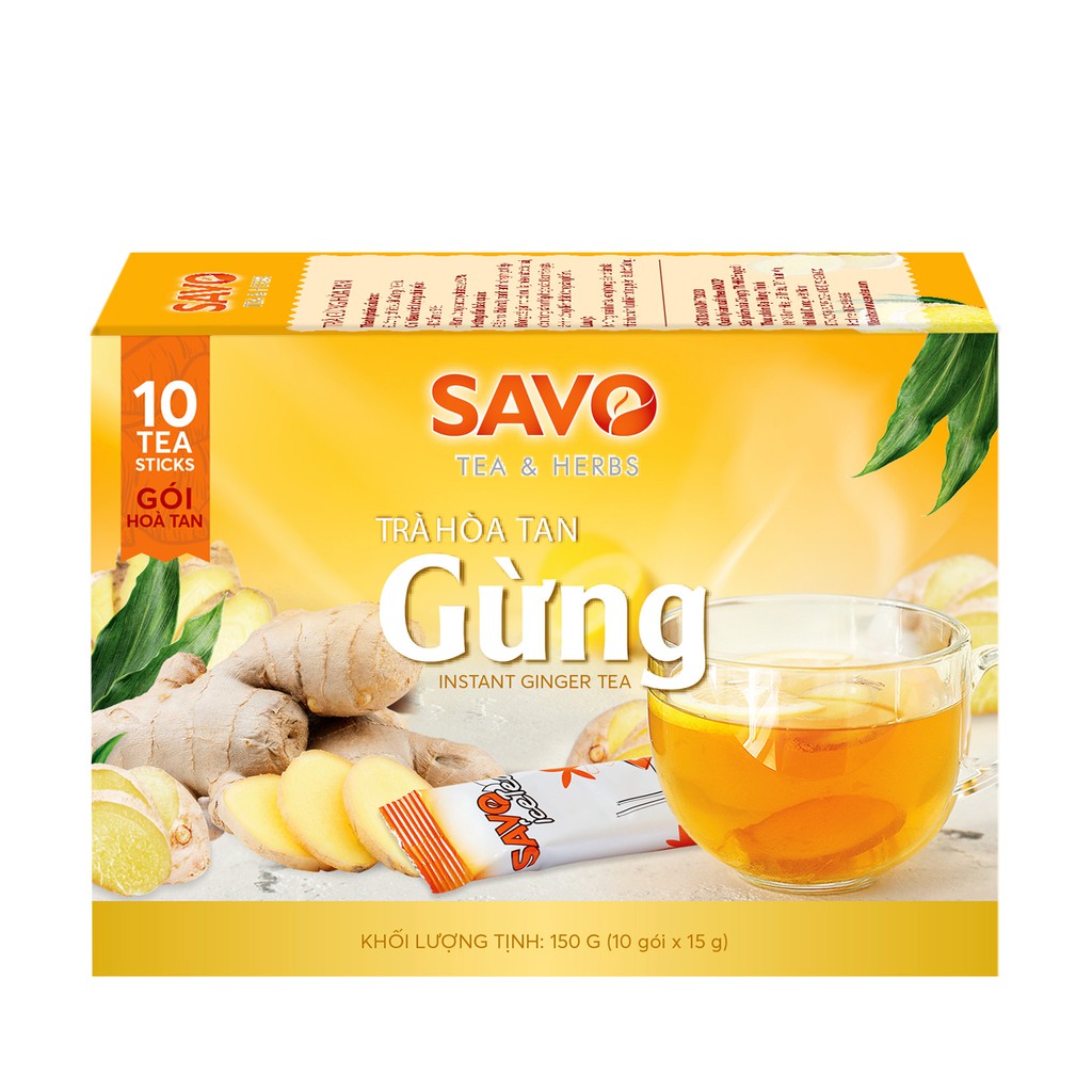 Trà SAVO Gừng Hòa Tan (Instant ginger Tea) - Hộp 16 gói x 12g | BigBuy360 - bigbuy360.vn