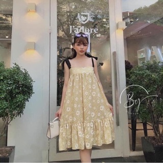 Váy hoa nhí ❤️FREESHIP❤️ Váy suông 2 dây hoạ tiết hoa cúc