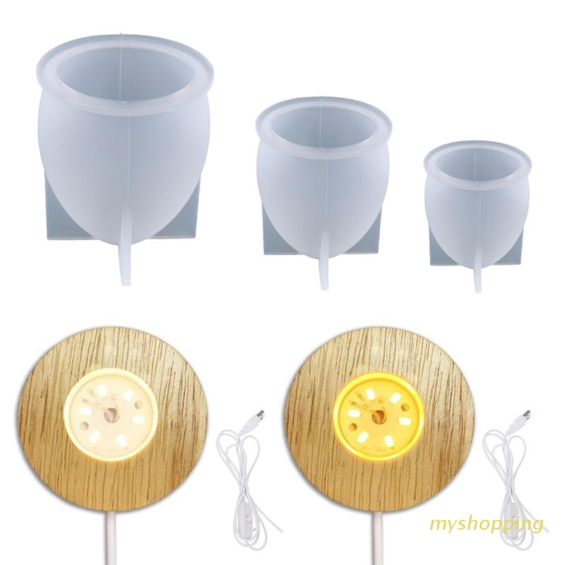 Khuôn silicone làm đèn LED hình quả trứng với đế gỗ nguồn USB