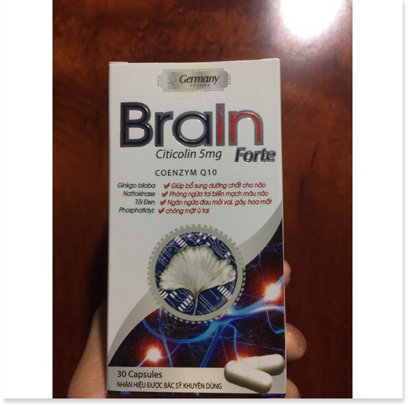 Brain Forte Giúp bổ sung dưỡng chất cho não, phòng ngừa tai biến, chóng mặt ù tai Lọ 30 viên