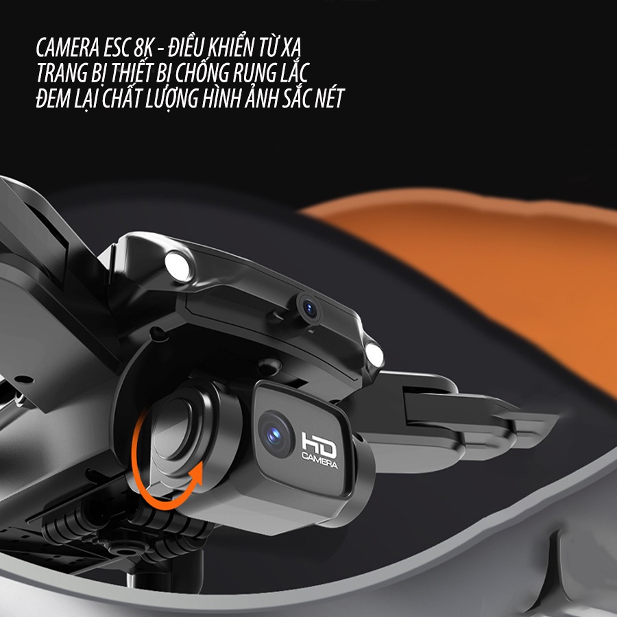 Máy Bay Flycam Camera Kép 8k AE5Pro, Cảm biến chống va chạm ,Định vị GPS chế độ camera xoay vòng, chống rung lắc