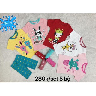 Set 5 bộ carter tay ngắn bé gái 5-10 ký