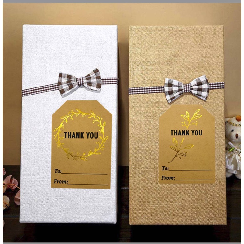 Cuộn 250 miếng stick Sticker Thank you Dán nhãn lá nguyệt quế
