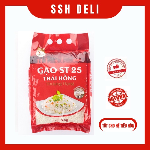 Gạo st25 Thái Hồng thượng hạng túi 3 kg