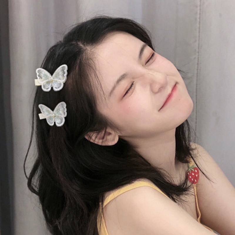 Kẹp Tóc Thêu Hình Bướm Ren Dễ Thương Cho Nữ