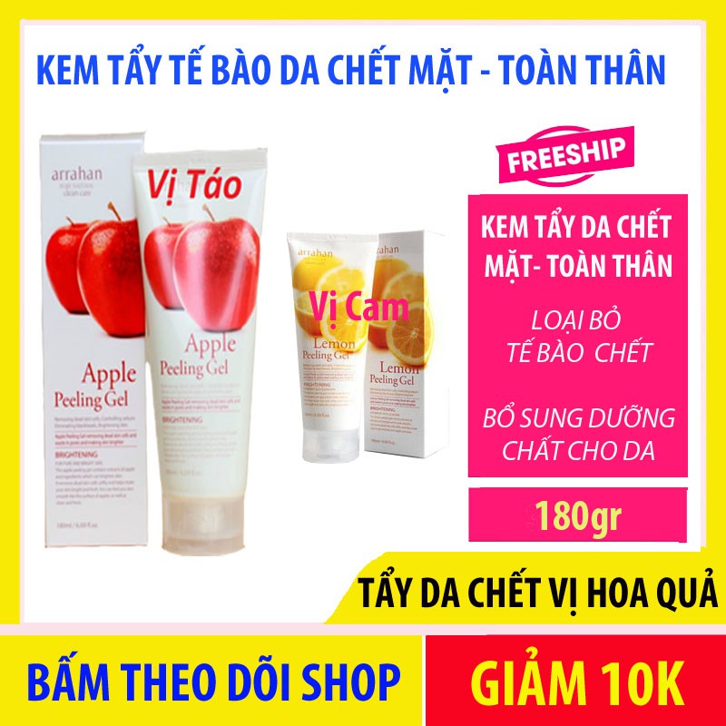 Tẩy Da Chết Làm Trắng Da Hoa Quả Arrahan, gel tẩy tế bào chết Arrahan Whitening Peeling kích trắng da fre