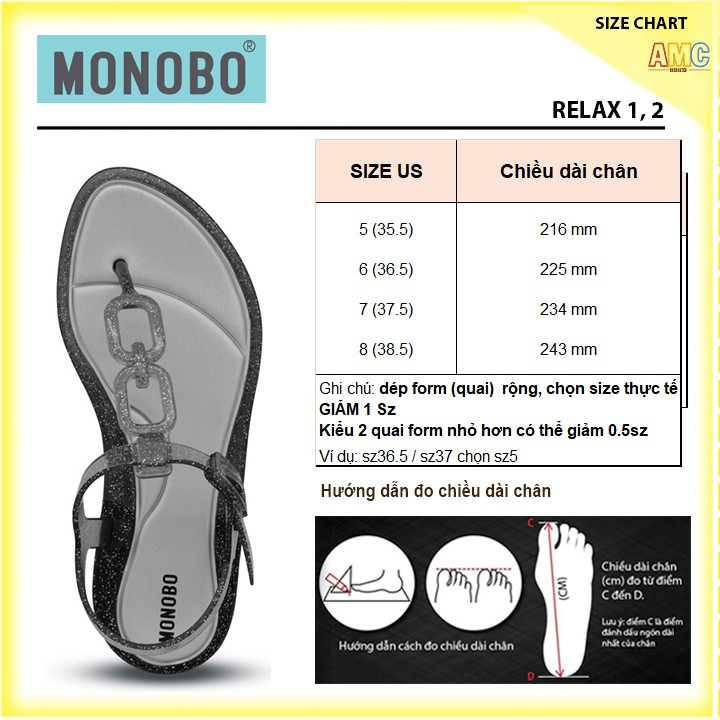 Giày sandal Thái Lan nữ xỏ ngón quai kiểu đi mưa hiệu MONOBO - AVA 1