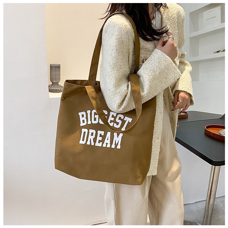 Túi tote giá rẻ vải Cansvas dày đi học đi chơi phong cách hàng quốc có khóa kéo đeo vai