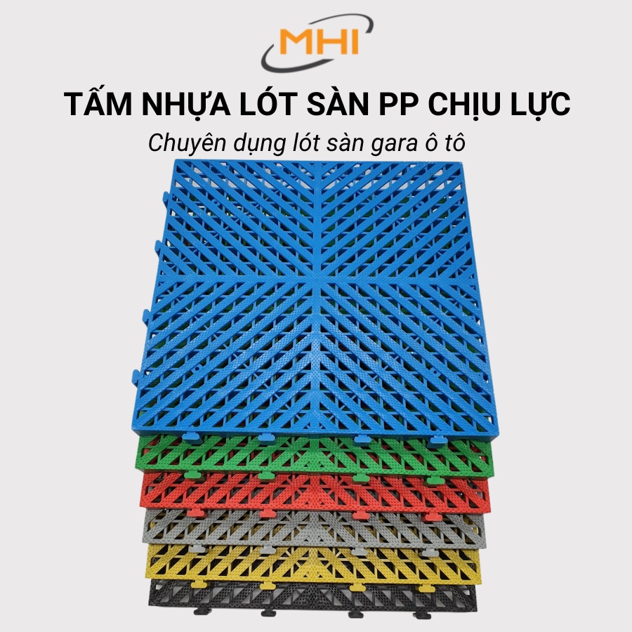 Vỉ nhựa lót sàn Gara ôtô MHI, tấm nhựa PP chịu lực, rửa xe cho gara ô tô / trung tâm chăm sóc xe ô tô