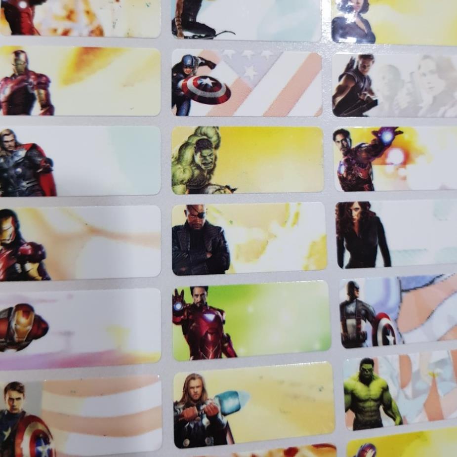 Sticker tên bé in theo yêu cầu - Tem dán đồ dùng học tập bút thước kẻ, nhãn sách vở - Elsa Minion Avenger  Chất lượng