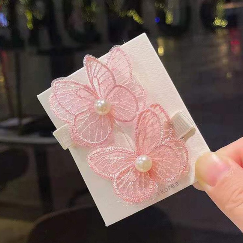 Set 2 Kẹp Tóc Hình Bướm Thêu Xinh Xắn Cho Bé Gái