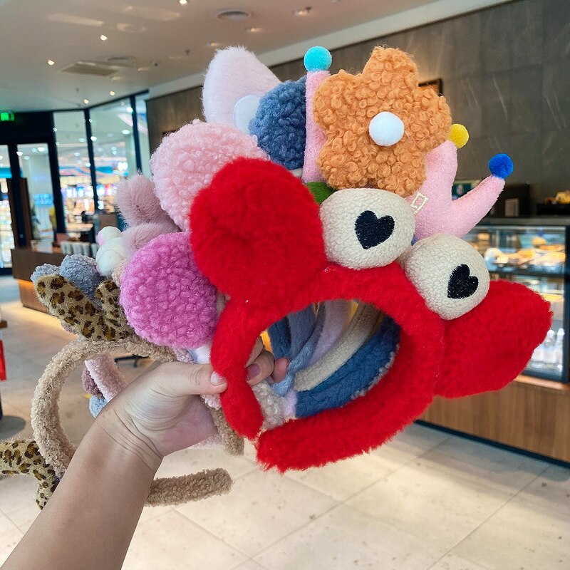 BEADIA Băng Đô Nhung Cotton Mềm Mại Giữ Ấm Hình Đôi Mắt To Thời Trang Thu Đông Cho Nữ