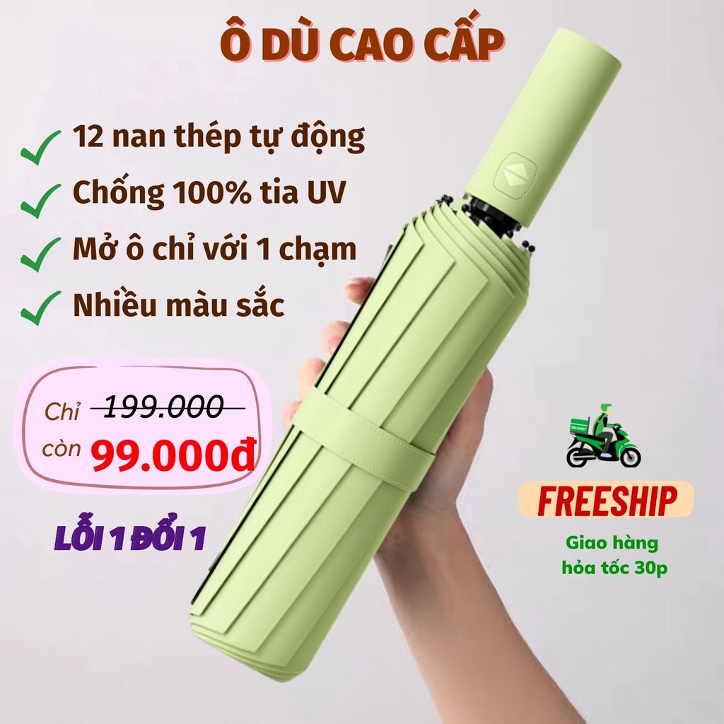 Dù Che Nắng Ô Che Mưa Nắng Cao Cấp 12 Nan Chắc Chắn Moda.H