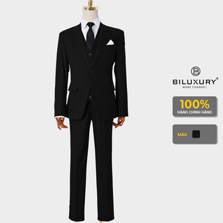 Bộ vest nam công sở com lê blazer cao cấp Biluxury màu đen