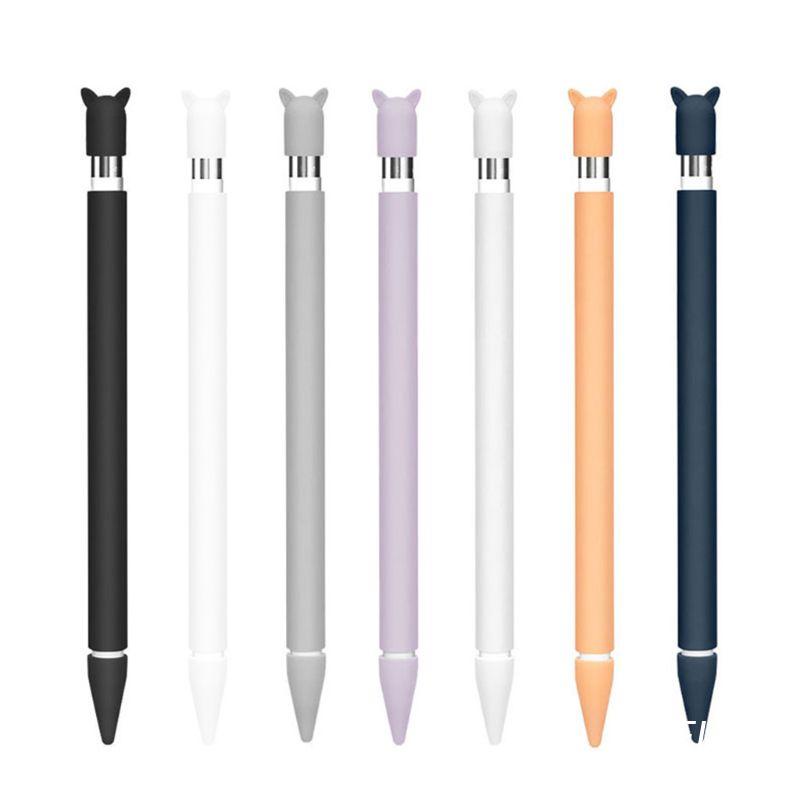 Vỏ bọc bảo vệ đầu bút cảm ứng iPad Pencil 1st bằng silicon chống cuộn hình tai mèo dễ thương